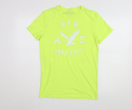 Unisex Adults UK Size XS American Eagle Green Basic T-Shirt