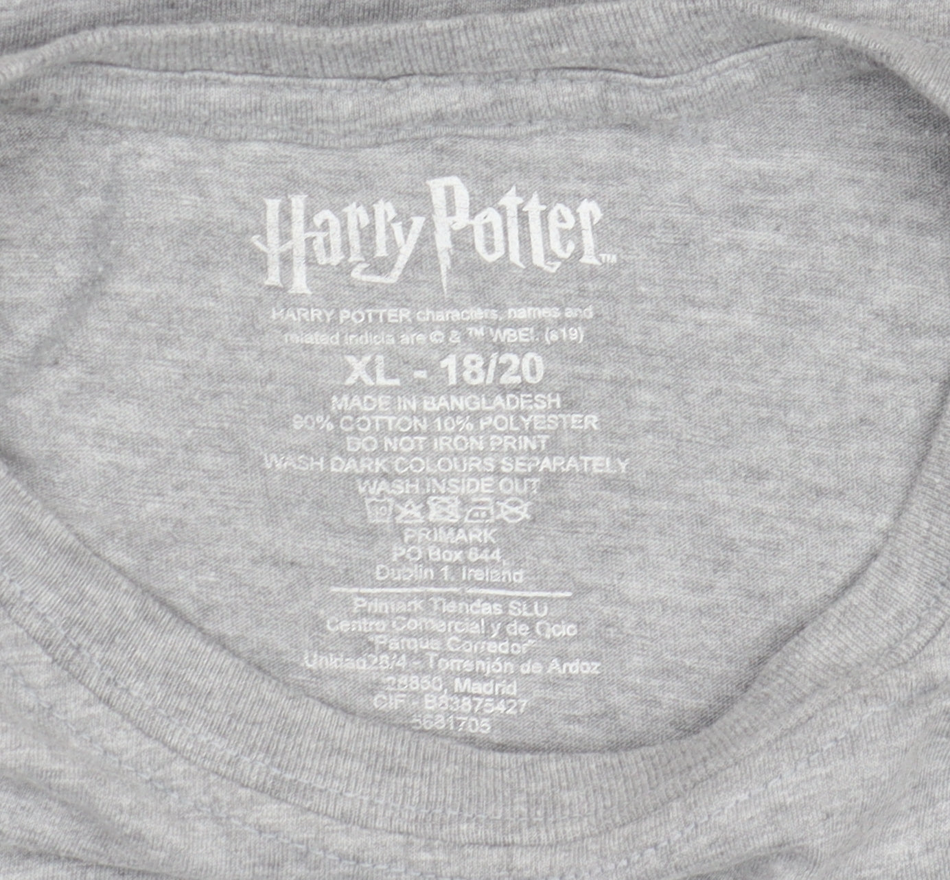 Mens UK Size XL Harry Potter Grey  T-Shirt