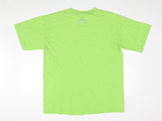 Adidas Men's Green L T-Shirt Sports Graphic Logo