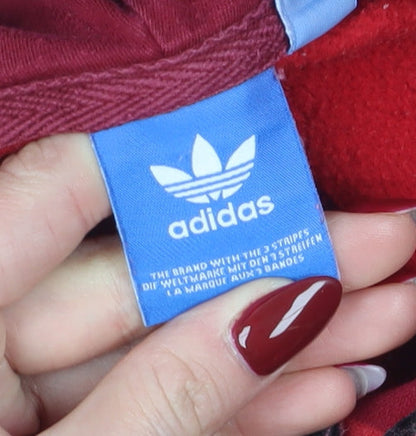 Adidas Unisex Red Geometric Pullover Hoodie Size 12