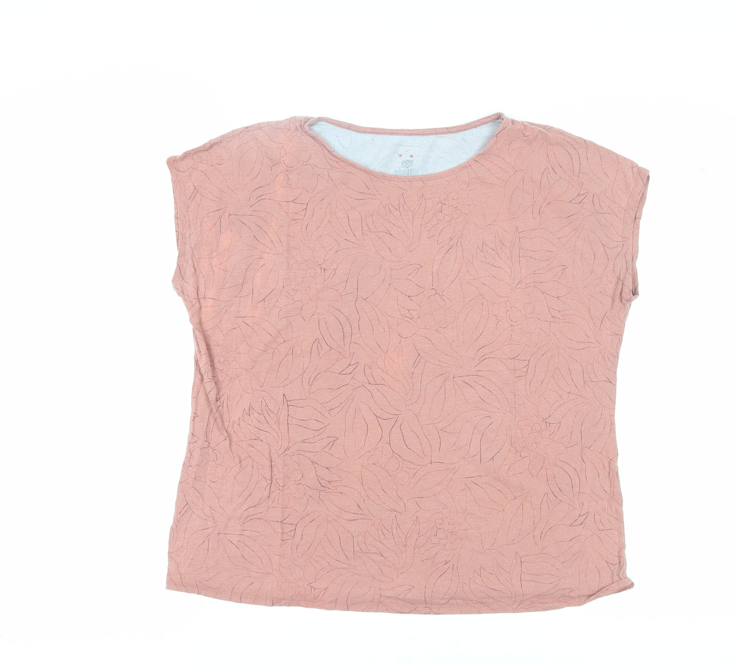 Sherpa Women's Pink Floral T-Shirt L Basic Crew Neck