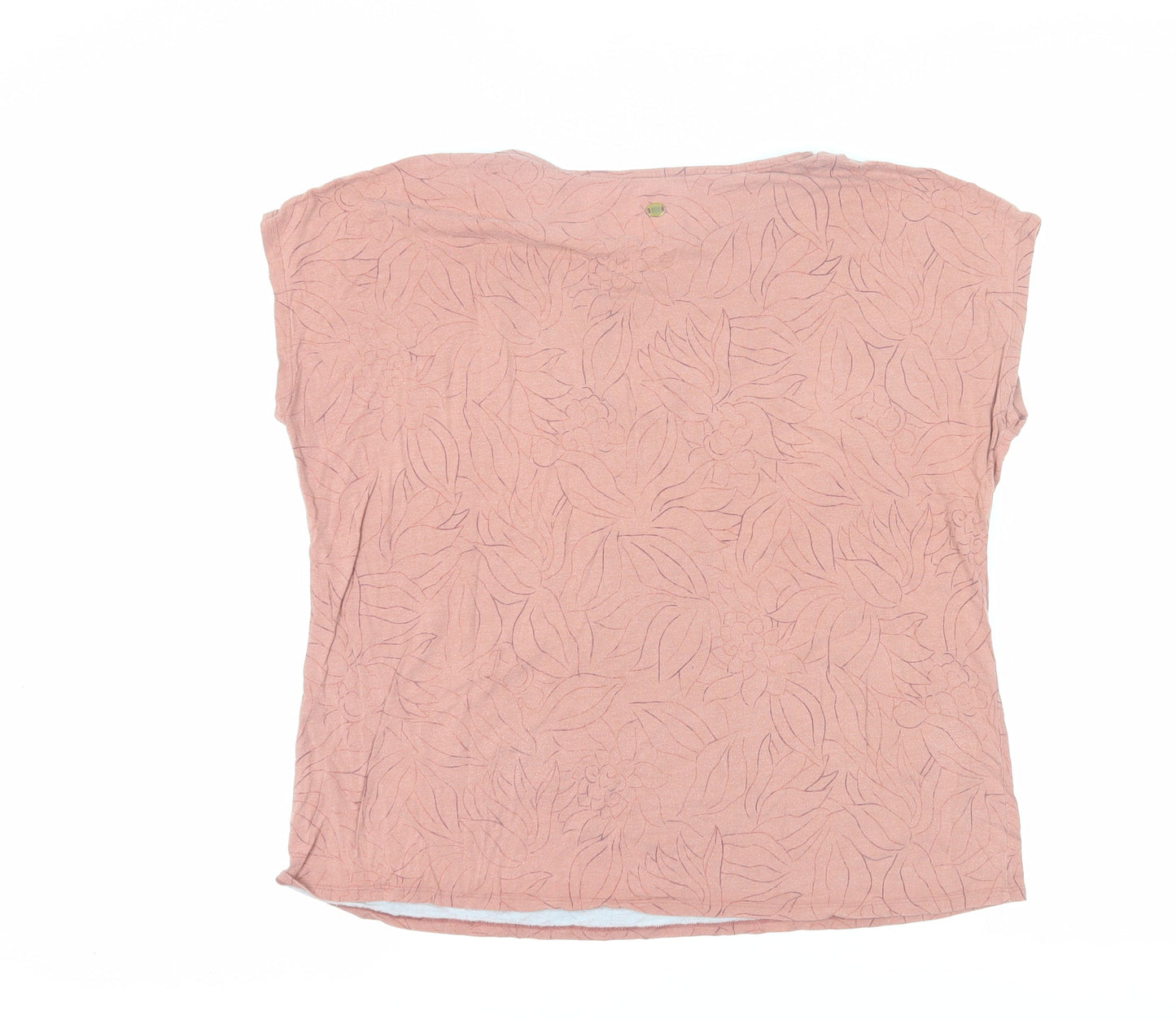 Sherpa Women's Pink Floral T-Shirt L Basic Crew Neck