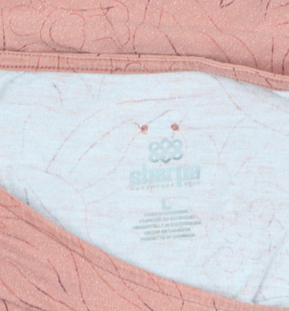 Sherpa Women's Pink Floral T-Shirt L Basic Crew Neck