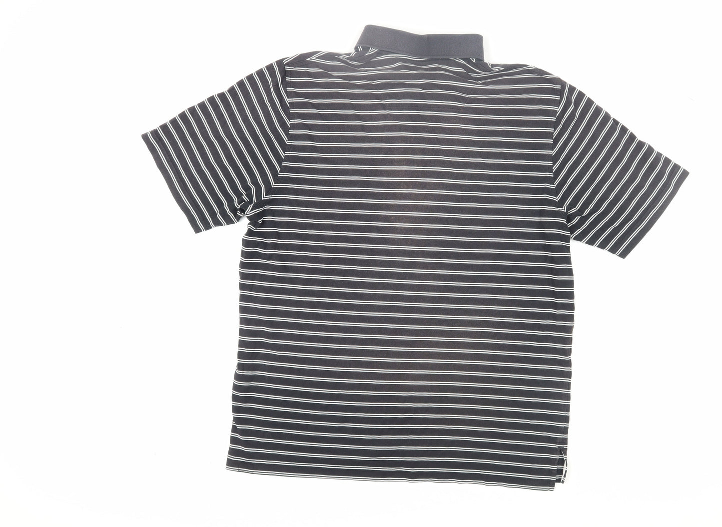Ashworth Men's Black Striped Polo Shirt Size 14