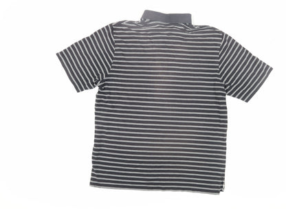 Ashworth Men's Black Striped Polo Shirt Size 14