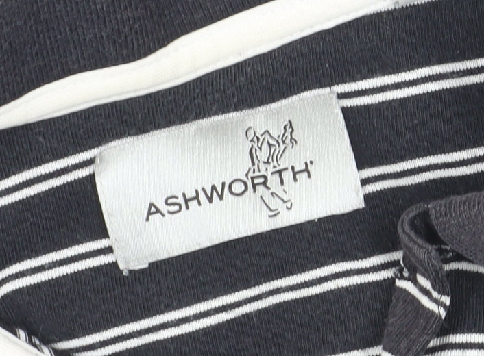 Ashworth Men's Black Striped Polo Shirt Size 14