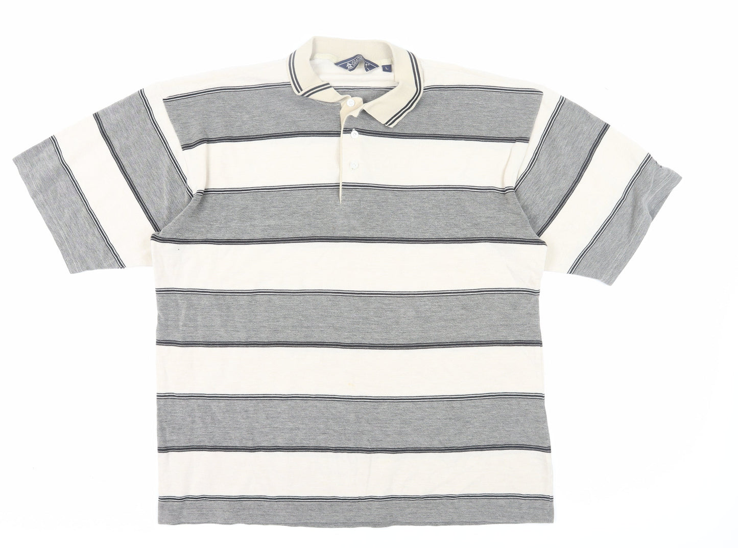 Grand Slam Men's Grey Striped Polo Shirt L Casual