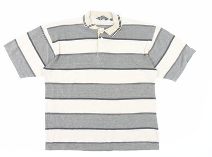 Grand Slam Men's Grey Striped Polo Shirt L Casual