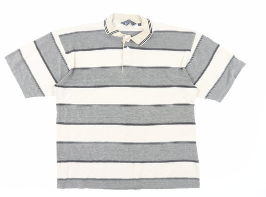 Grand Slam Men's Grey Striped Polo Shirt L Casual