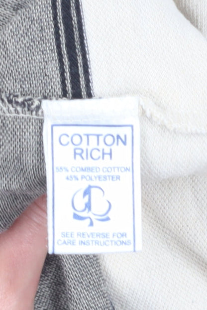 Grand Slam Men's Grey Striped Polo Shirt L Casual