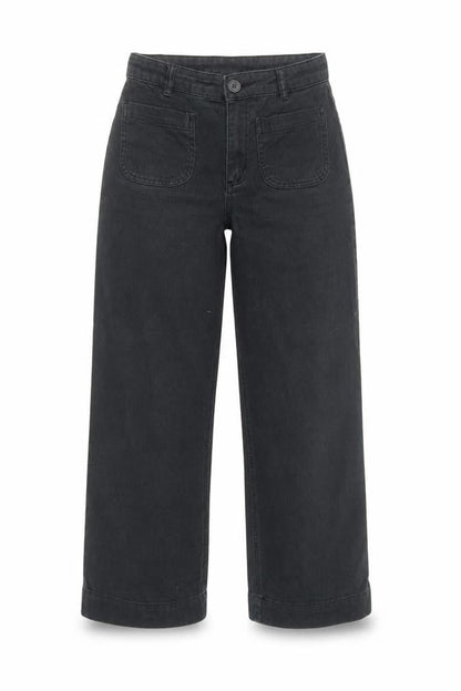 Monki Women's Wide-Leg Black Jeans, Size 4, Relaxed Fit