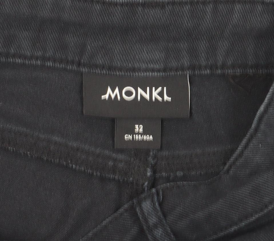 Monki Women's Wide-Leg Black Jeans, Size 4, Relaxed Fit