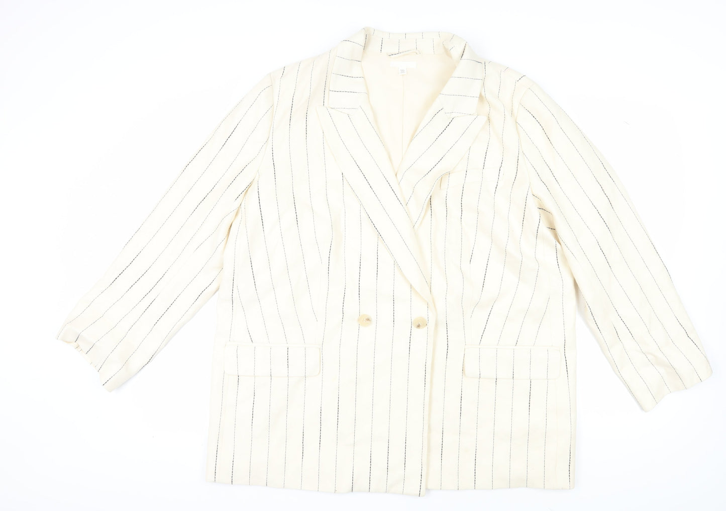 H&M Women's Ivory Pinstripe Blazer, XL