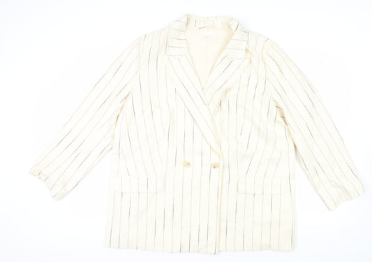 H&M Women's Ivory Pinstripe Blazer, XL