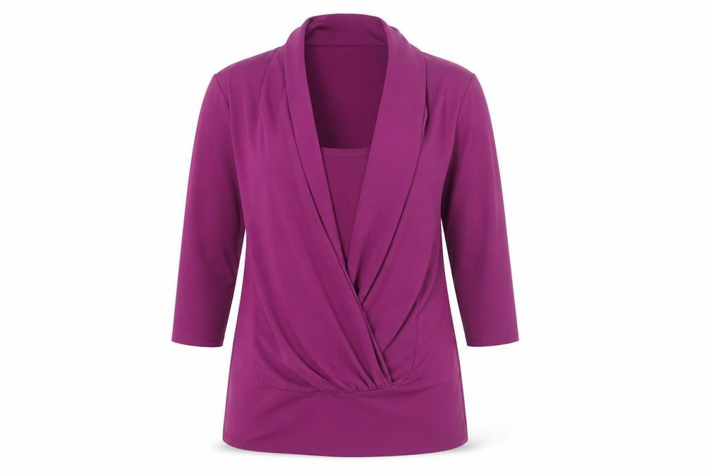 Womens UK Size 14 Star Purple Wrap Blouse