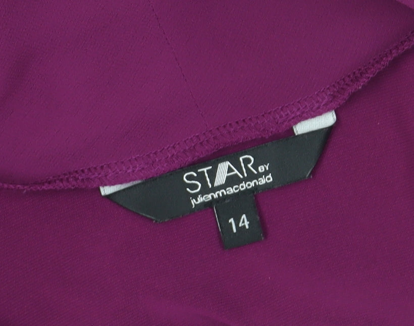 Womens UK Size 14 Star Purple Wrap Blouse