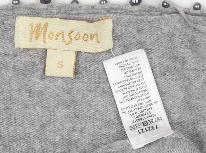 Womens UK Size S Monsoon Grey Cardigan Jumper