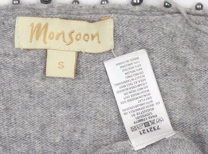 Womens UK Size S Monsoon Grey Cardigan Jumper