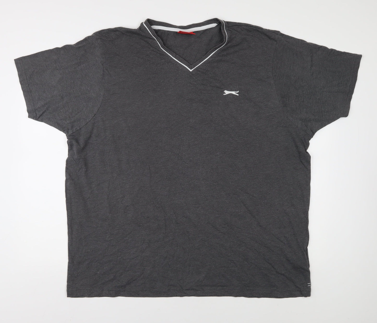 Slazenger Men's Grey V-Neck T-Shirt 3XL, Cotton Blend