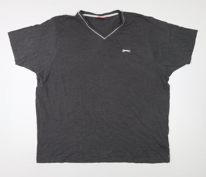 Slazenger Men's Grey V-Neck T-Shirt 3XL, Cotton Blend