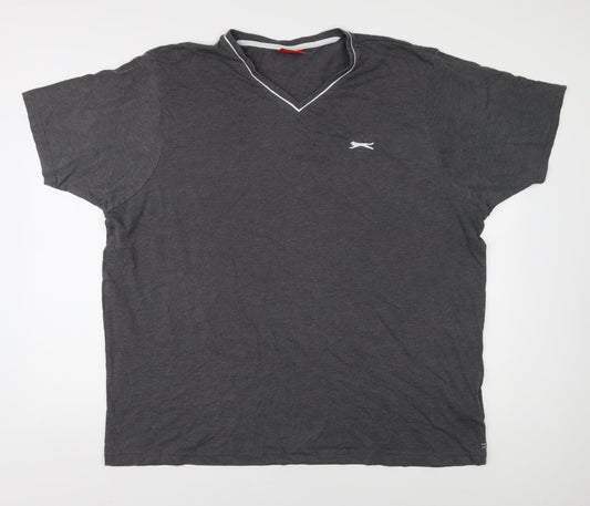 Slazenger Men's Grey V-Neck T-Shirt 3XL, Cotton Blend