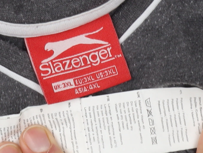 Slazenger Men's Grey V-Neck T-Shirt 3XL, Cotton Blend