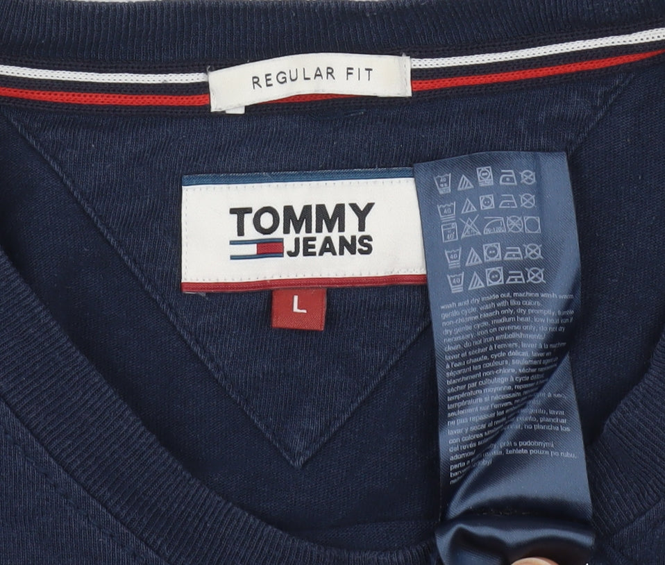 Tommy Jeans Men's Blue Graphic Logo T-Shirt - L