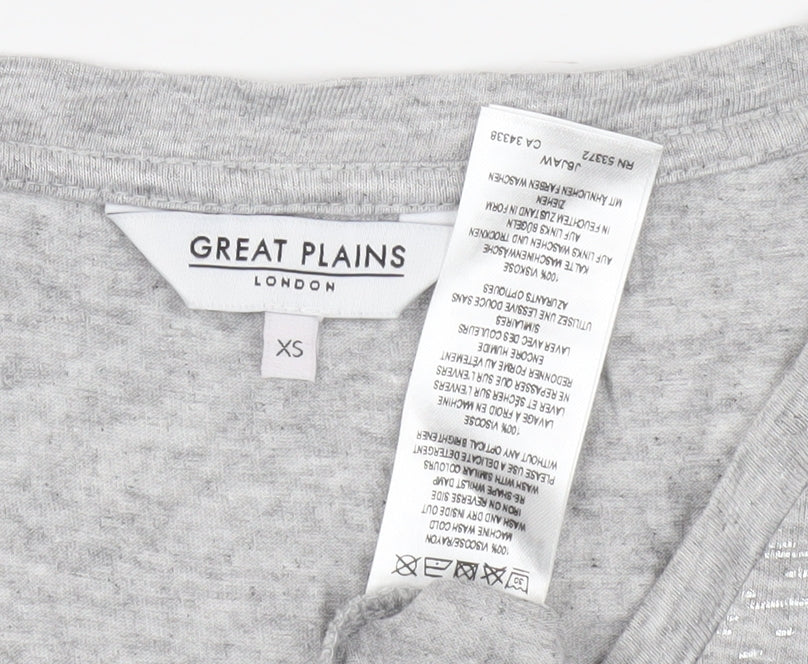Womens UK Size XS Great Plains Grey Basic T-Shirt