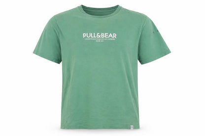 Mens UK Size 10 Pull & Bear Green  T-Shirt