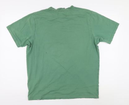 Pull & Bear Men's Green Size 10 Crew Neck T-Shirt