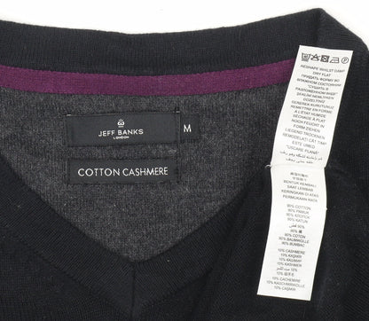 Jeff Banks Men's Black V-Neck Pullover M