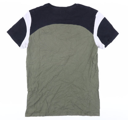 Jack Wills Men's Green Crew Neck Colourblock T-Shirt M