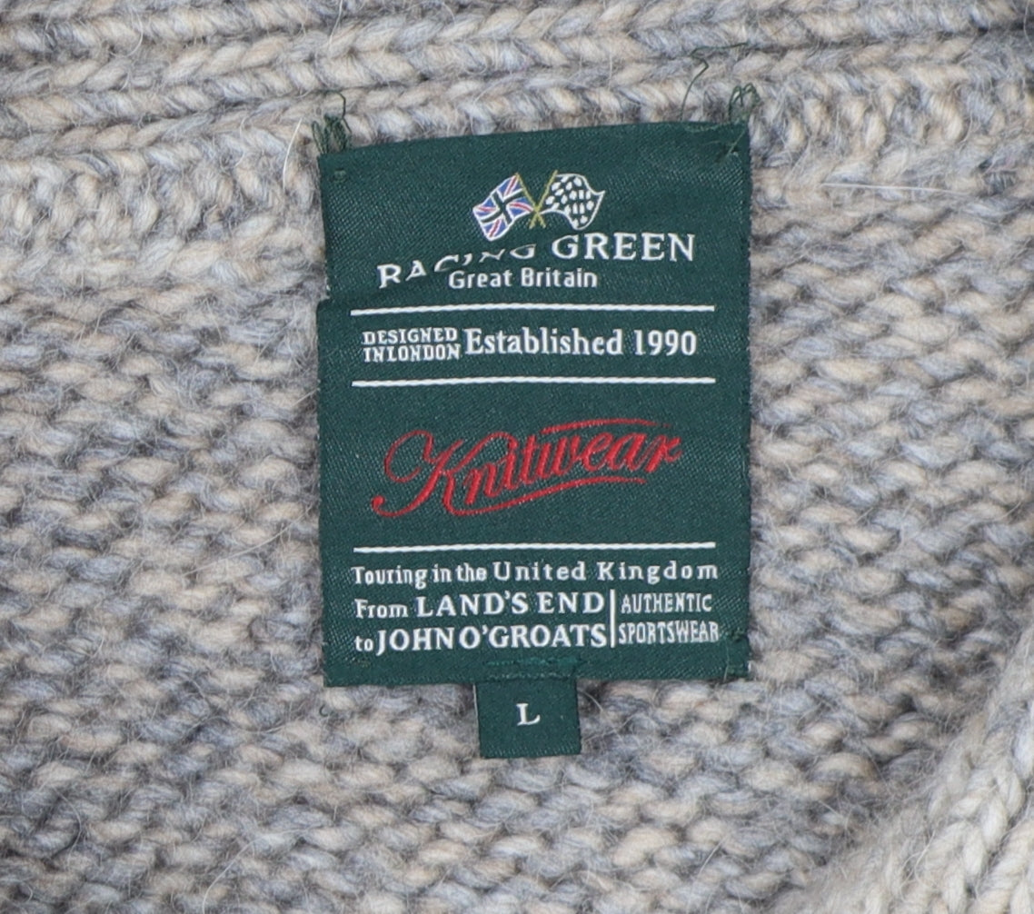 Racing Green Men's Grey Wool Blend Pullover Jumper L