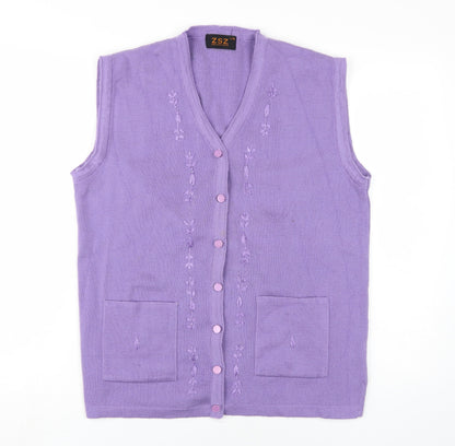 ZSZ Women's Purple Sleeveless Vest, Size L