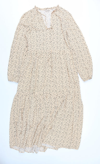 VILA Women’s Beige Midi Trapeze Dress Size 10