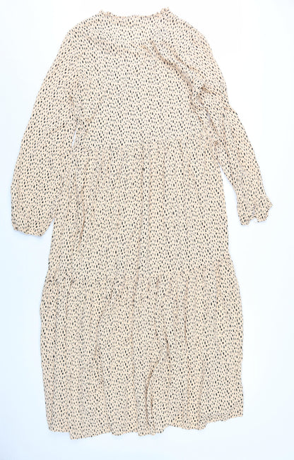 VILA Women’s Beige Midi Trapeze Dress Size 10