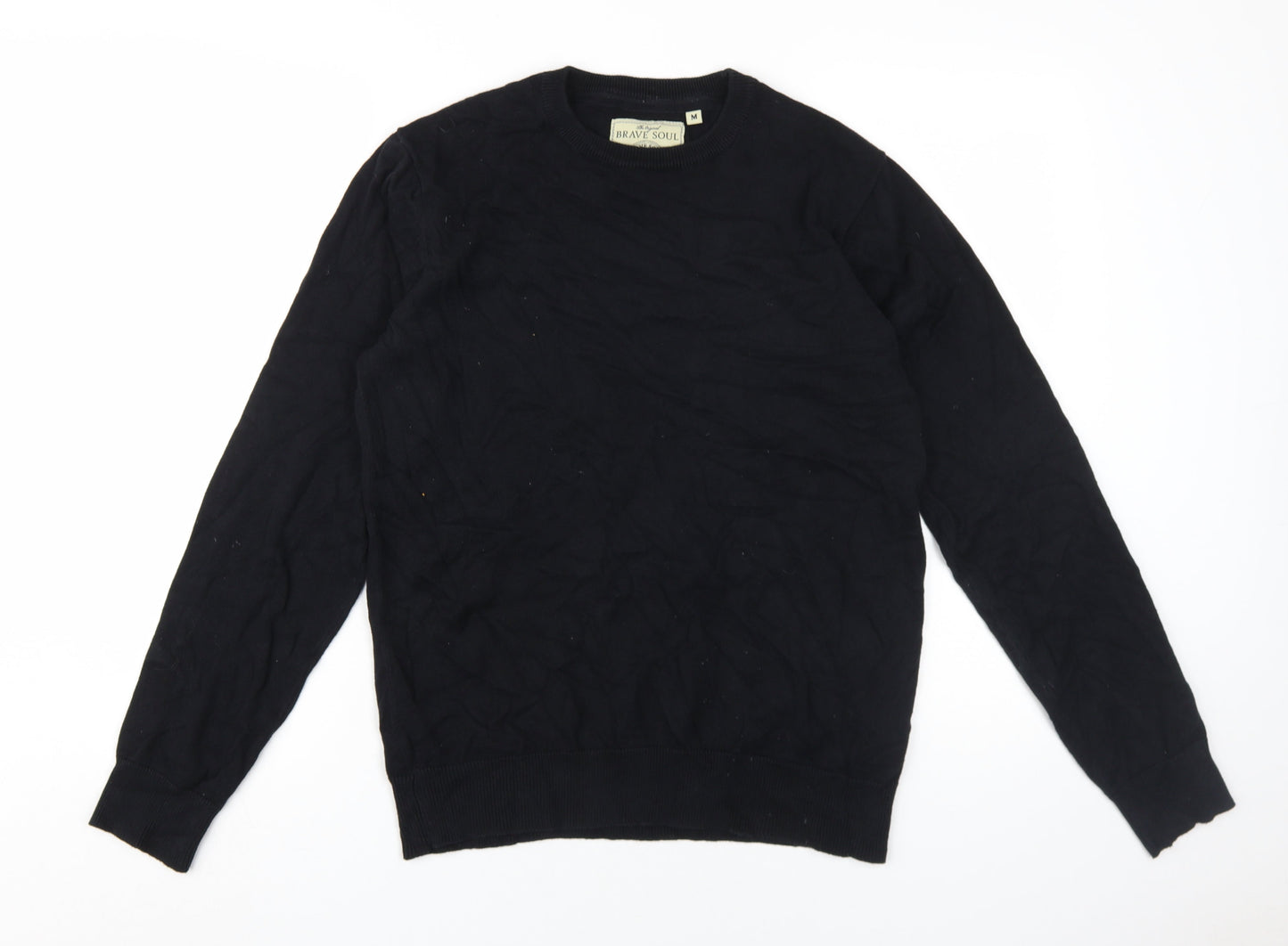 Brave Soul Men's Black Cotton Pullover Jumper M
