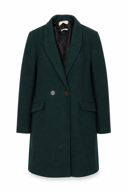 MNG Women's Green Wool Blend Overcoat XL