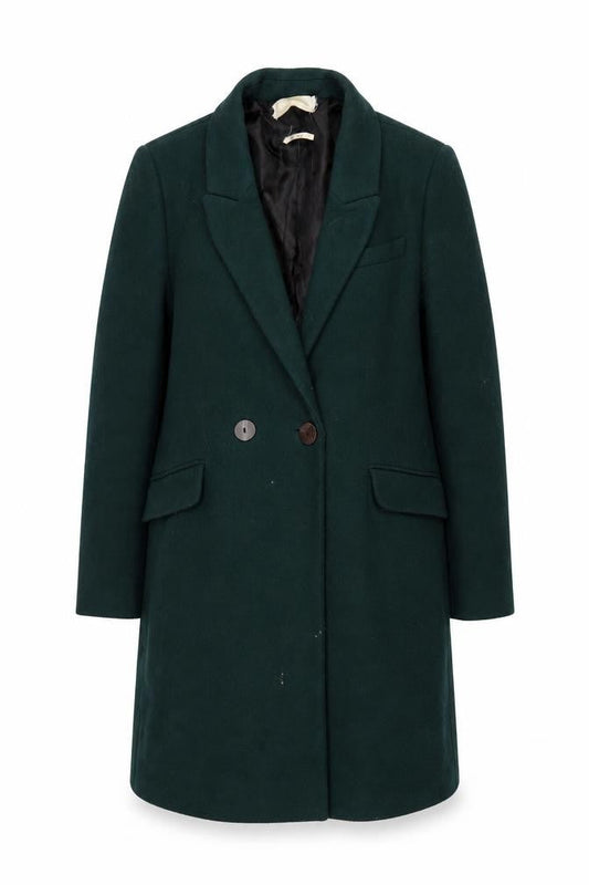 MNG Women's Green Wool Blend Overcoat XL