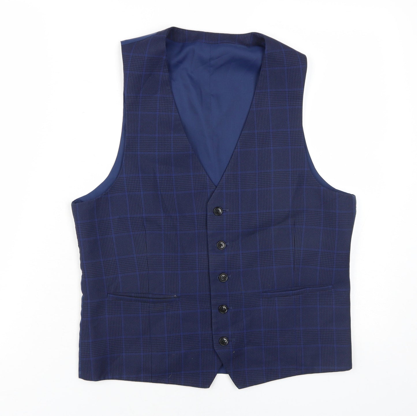 Mens UK Size 38 Moss London Regular Blue Suit Waistcoat