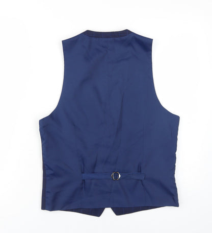 Mens UK Size 38 Moss London Regular Blue Suit Waistcoat