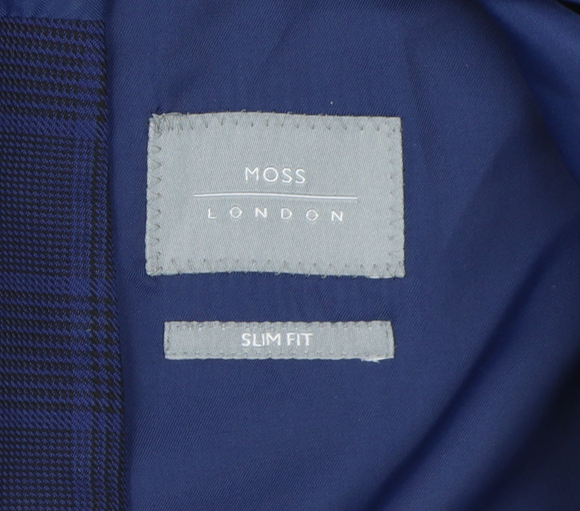 Mens UK Size 38 Moss London Regular Blue Suit Waistcoat