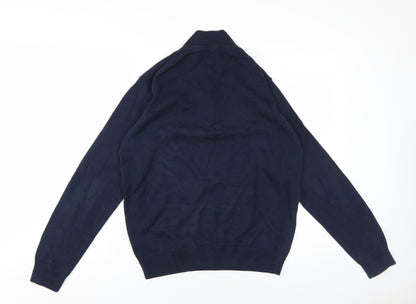 Morley Men's Blue 1/2 Zip Cotton Jumper M