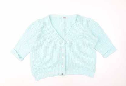 Damart Women's Blue XL Cardigan, V-Neck, 100% Cotton