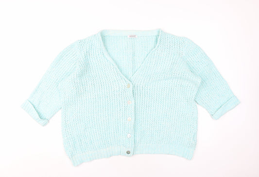 Damart Women's Blue XL Cardigan, V-Neck, 100% Cotton