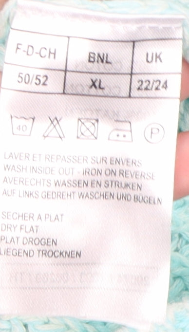 Damart Women's Blue XL Cardigan, V-Neck, 100% Cotton