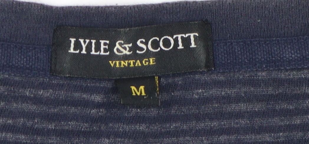 Lyle & Scott Men's Grey Striped Crew Neck Cotton T-Shirt M