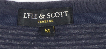 Lyle & Scott Men's Grey Striped Crew Neck Cotton T-Shirt M