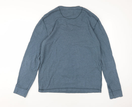 White Stuff Men's Blue Long Sleeve Crew Neck T-Shirt