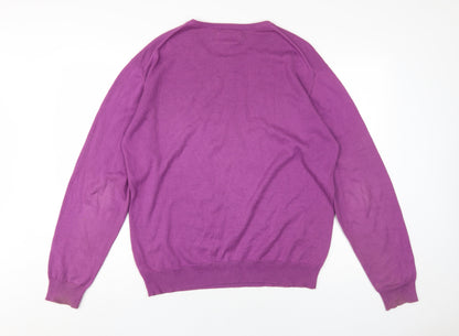 Cricket & Co Men's Purple Cotton Pullover, L, Crew Neck